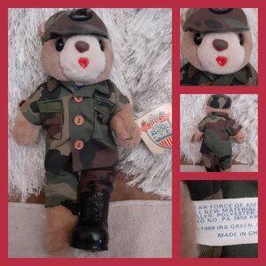 BEAR FORCES OF AMERICA AIR FORCE TEDDY BEAR FEMALE 12" PLUSH VINTAGE 1989